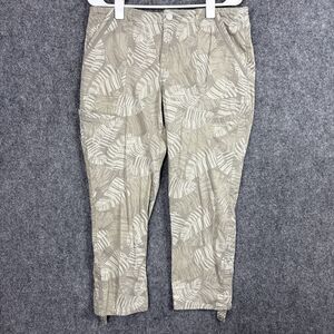 Democracy Pants Womens Size 10 Green Floral Utility Vaca Tropical Crop roll Tab